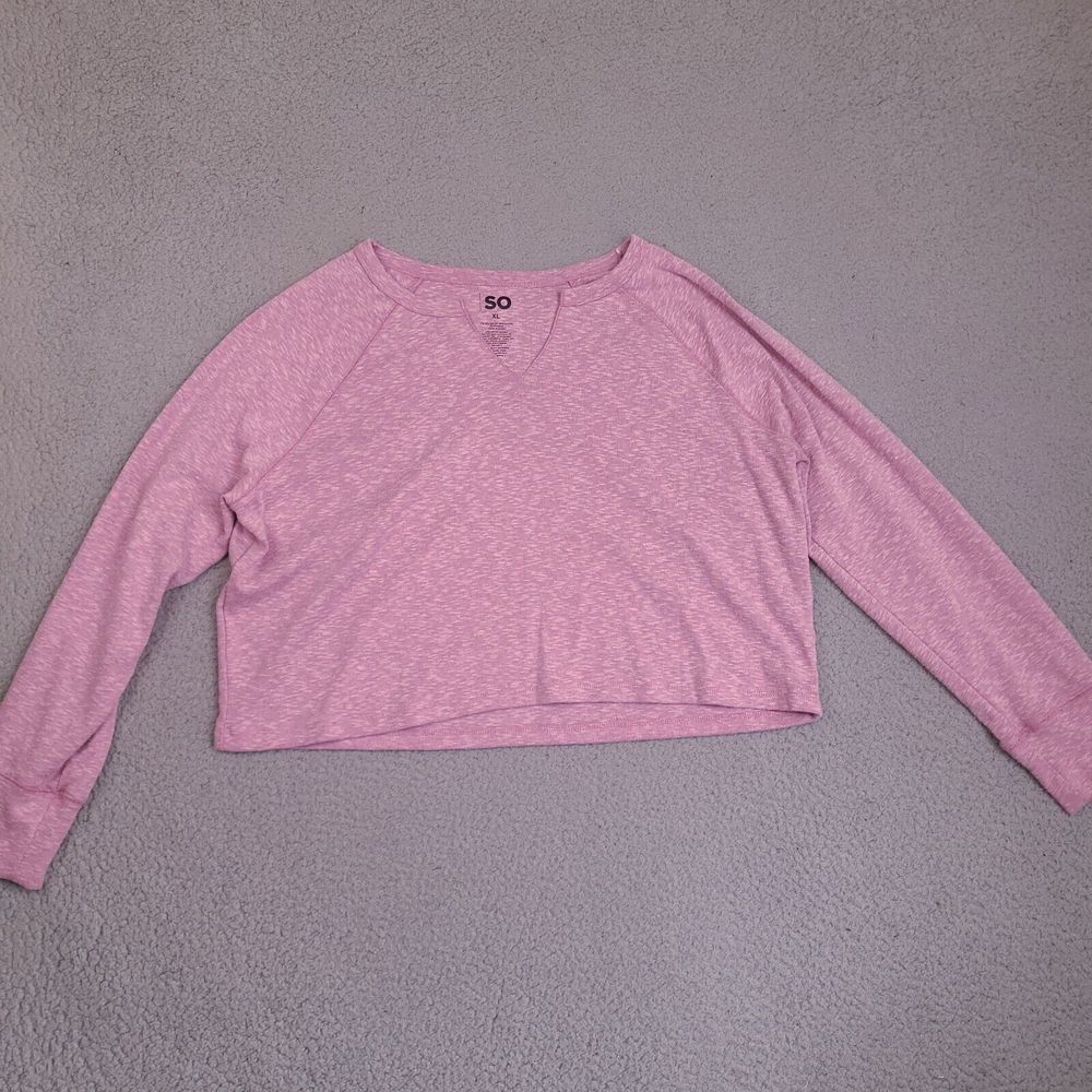 So Sweatshirt Womens XL‎ Pink Cropped V-Neck Goods For Life Cropped